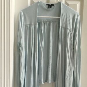 Soft blue draped open sweater cardigan medium